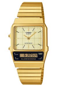 Złoty zegarek cyfrowo-analogowy Casio w stylu vintage | AQ-800EG-9AEF