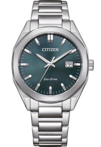 Citizen Eco-Drive unisex zegarek ze stali z mechanizmem E111 i zieloną tarczą | BM7620-83X