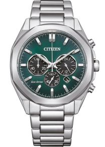 Citizen Eco-Drive chronograf ze stali z mechanizmem B620 i zieloną tarczą | CA4590-81X
