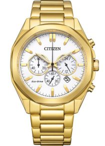 Citizen Eco-Drive chronograf w złotym kolorze stali | Biała tarcza z chronografem | CA4592-85A