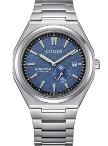 Citizen Super Titanium automatyczny zegarek męski | Niebieska tarcza z małą wskazówką sekundową | NJ0180-80L