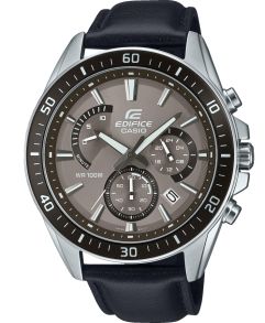 Chronograf Casio Edifice z brązową tarczą na skórzanym pasku | EFR-552L-5AVUEF