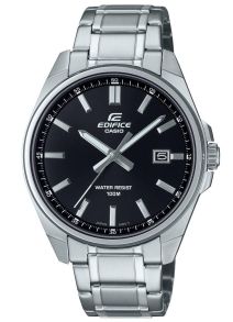 Smukły zegarek Casio Edifice ze stalową kopertą i czarną tarczą | EFV-150D-1AVUEF