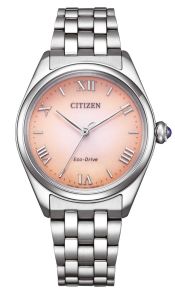 Citizen Eco-Drive damski zegarek z różową tarczą i rzymskimi cyframi | EM1140-80X