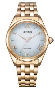 Citizen Eco-Drive damski zegarek z jasnozieloną tarczą i bransoletą w kolorze różowego złota | EM1143-81X