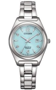 Citizen Eco-Drive damski zegarek w Super Titanium z turkusową tarczą | EW2601-81M