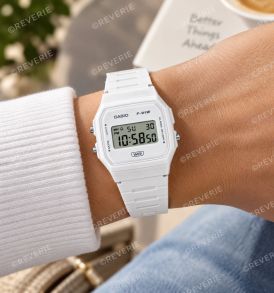 Klasyczny biały zegarek cyfrowy Casio z bio-paskiem | F-91WB-7AEF