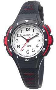 Zegarek sportowy czarno-czerwony z podświetleniem | FIBEXAAC03