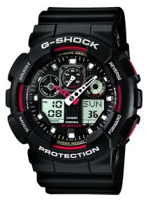 Czarny i czerwony zegarek Speed Timer G-Shock | GA-100-1A4ER