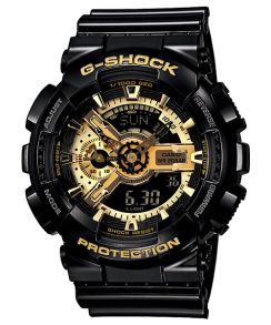 Czarny i złoty zegarek cyfrowy G-Shock | GA-110GB-1AER