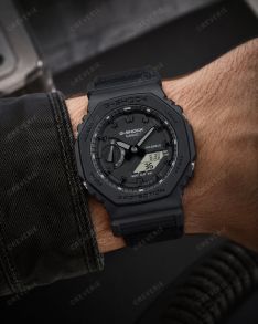 Wojskowy zegarek G-Shock z czarną osłoną Carbon Core Guard i paskiem Cordura | GA-2100BCE-1AER