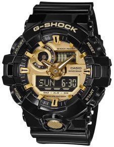 Czarny i złoty zegarek Ana-Digi G-Shock | GA-710GB-1AER