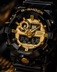 Czarny i złoty zegarek Ana-Digi G-Shock | GA-710GB-1AER