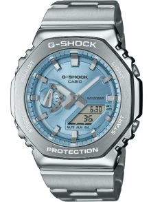 Metalowy niebieski zegarek G-Shock z ośmiokątną stalową ramką | GM-2110D-2AER
