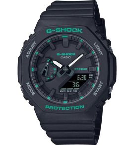 Czarny zegarek G-Shock z zielonym akcentem | GMA-S2100GA-1AER