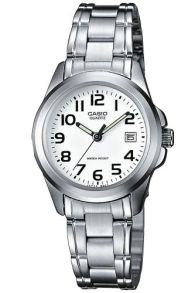Damski zegarek Casio ze stalową bransoletą i białą tarczą | LTP-1259PD-7BEG