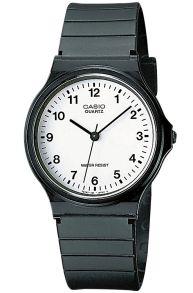 Biały cyferblat zegarek analogowy z czarną żywiczną kopertą Casio | MQ-24-7BLLEG