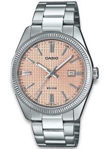 Zegarek Casio z łososiową tarczą i srebrną stalową kopertą | MTP-1302PE-4AVEF