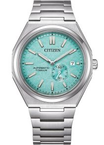 Citizen Automatic tytanowy zegarek męski z miętową tarczą i mechanizmem automatycznym | NJ0180-80M