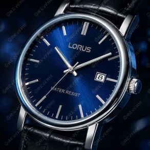 Circular Mens Watch Blue Dial Black Leather 37mm