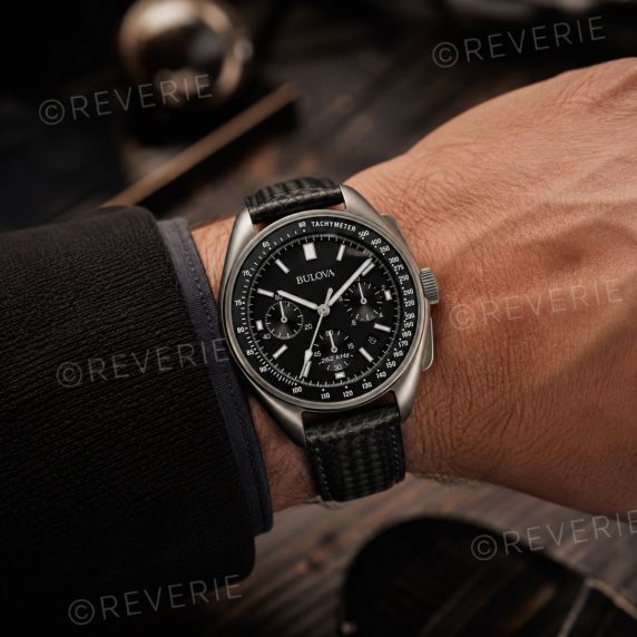 Bulova lunar pilot chronograph - Apollo 15 edition quartz zegarek z historią lądowania na Księżycu | 96B251
