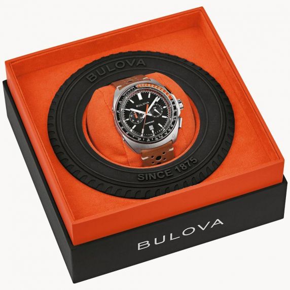 Sportowy zegarek męski od Bulova z chronografem i wyścigowym designem - Kolekcja Racer Chronograph | 98B427