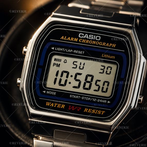 Stalowy chromowany zegarek cyfrowy Casio Vintage | A164WA-1VES