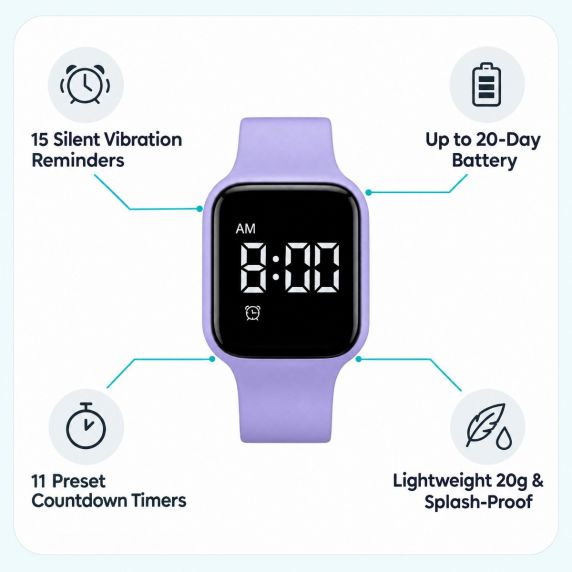 Timer przerw fioletowy z przypomnieniem | FIBEX15V05