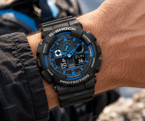 Ana-Digi G-Shock z niebieskim akcentem | GA-100-1A2ER