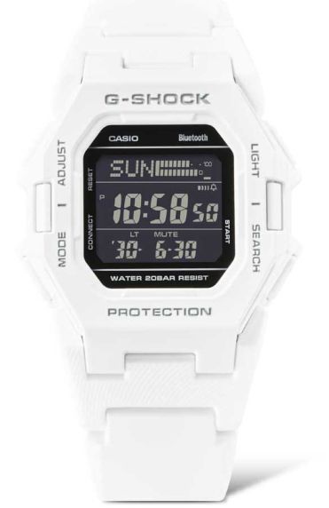 Ultra-cienki biały zegarek cyfrowy G-Shock z Bluetooth i krokomierzem | GD-B500-7ER