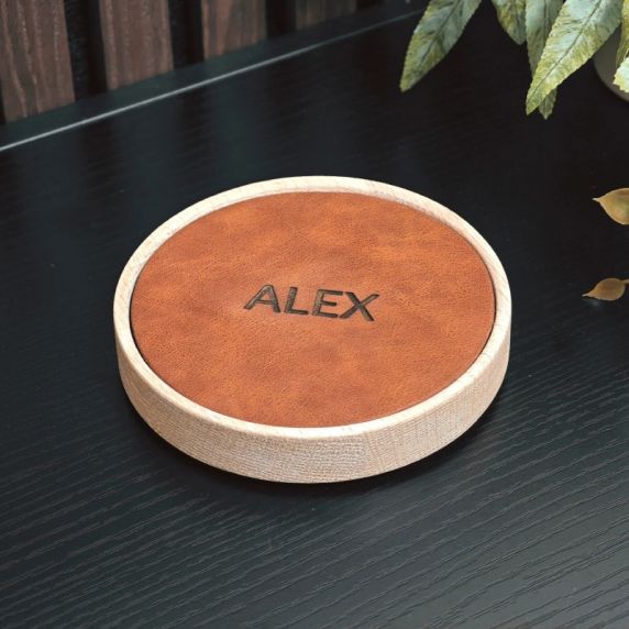 MORELUND Watchmat in Natural Wood/Cognac Leather MO2301