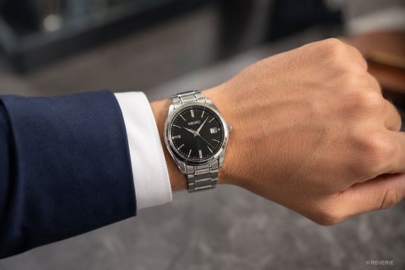 Seiko Mens Sapphire Black Steel 40mm