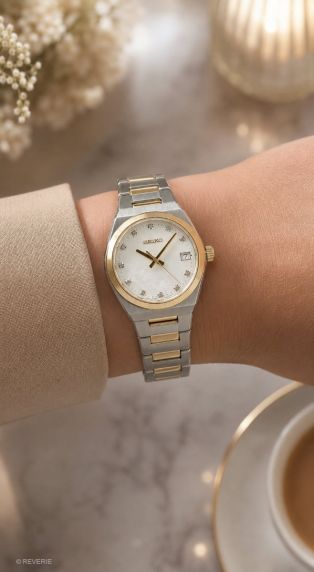 Seiko Ladies Diamonds Sapphire Mother-of-Pearl 34mm